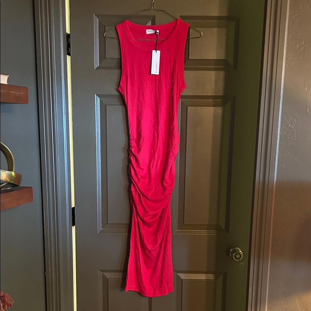 Michael Stars Sleeveless Ruched Maxi Dress in Red